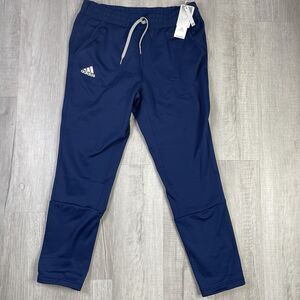 NWT Adidas Fleece Pants Navy Blue Team Taper Zip Practice Men's Large Soccer RB
